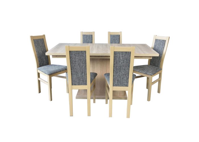 Solidny zestaw meblowy - rozkładany stół Aster z komfortowymi krzesłami Agat