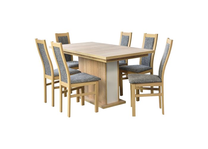 Solidny zestaw meblowy - rozkładany stół Aster z komfortowymi krzesłami Agat
