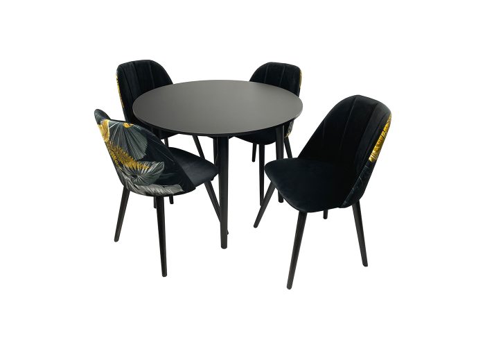 Solidny zestaw meblowy - stół okrągły Haven + wygodne krzesła Gustaw
