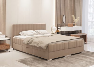 Łóżko Galla: Luksus, elegancja i funkcjonalność w jednym. Solidna konstrukcja z wbudowanymi pojemnikami na pościel dla maksymalnego komfortu.