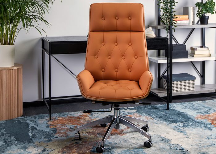Fotel biurowy Welly - stylowy, komfortowy, intensywny kolor. Kubełkowe siedzisko, funkcja kołyski, sklejka gięta, ekologiczna skóra. Stabilna konstrukcja.