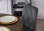 Krzesło tapicerowane Jumi: estetyka, komfort, trwałość. Welurowa tapicerka, pianka HR45, stalowe nogi. Luksusowe wnętrze bez kompromisów!