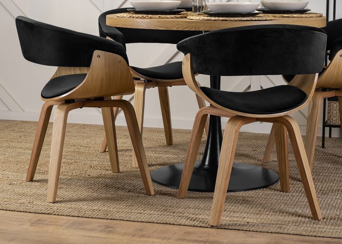 Krzesło Konna: funkcjonalne, wygodne, styl loftowy. Tapicerowane welurem, łatwe w czyszczeniu. Dodaj charakteru swojej przestrzeni!