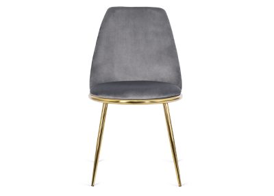 Odkryj nowy wymiar komfortu i stylu z krzesłem Shila w szarym welurze. Dodaj glamouru z eleganckimi złotymi detalami. Idealne połączenie wygody i designu.