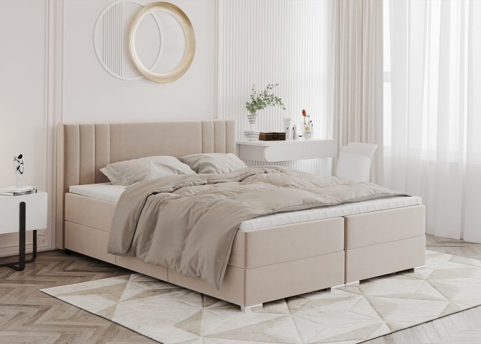 Eleganckie łóżko kontynentalne Malaga z pojemnikami na pościel