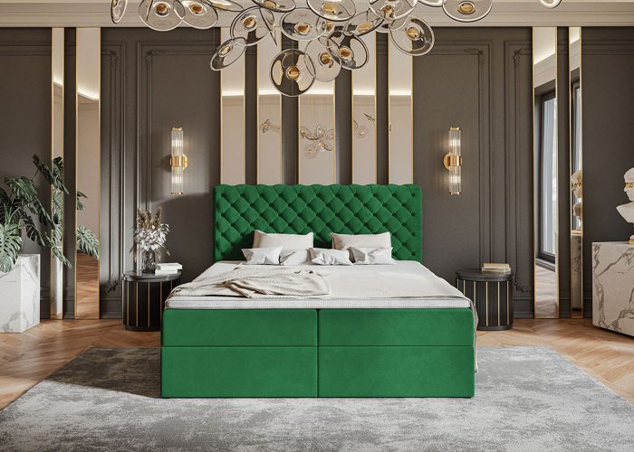 Eleganckie łóżko kontynentalne Portofino ze schowkiem