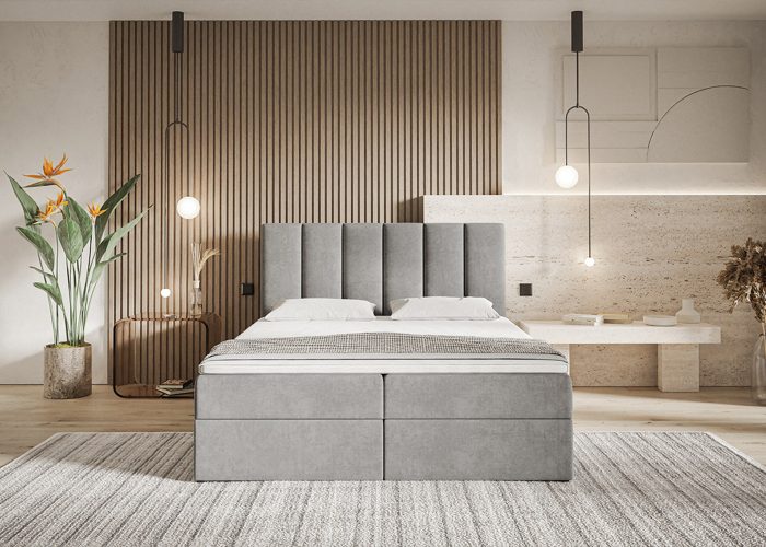 Eleganckie łóżko kontynentalne Sergio z tapicerowanym wezgłowiem